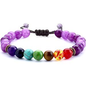Men Women 8mm Lava Rock 7 Chakras Aromatherapy Essential Oil Diffuser Bracelet